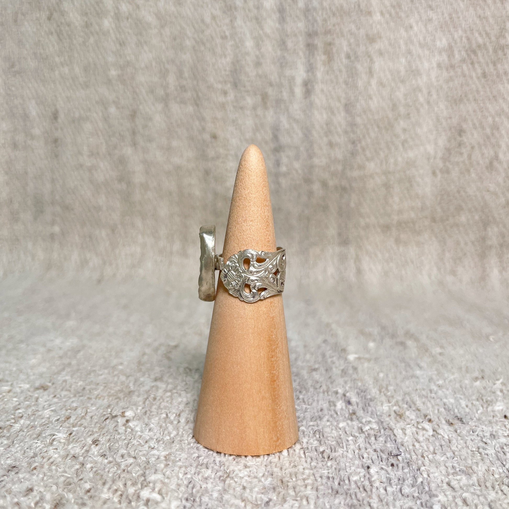 blue flower spoon ring