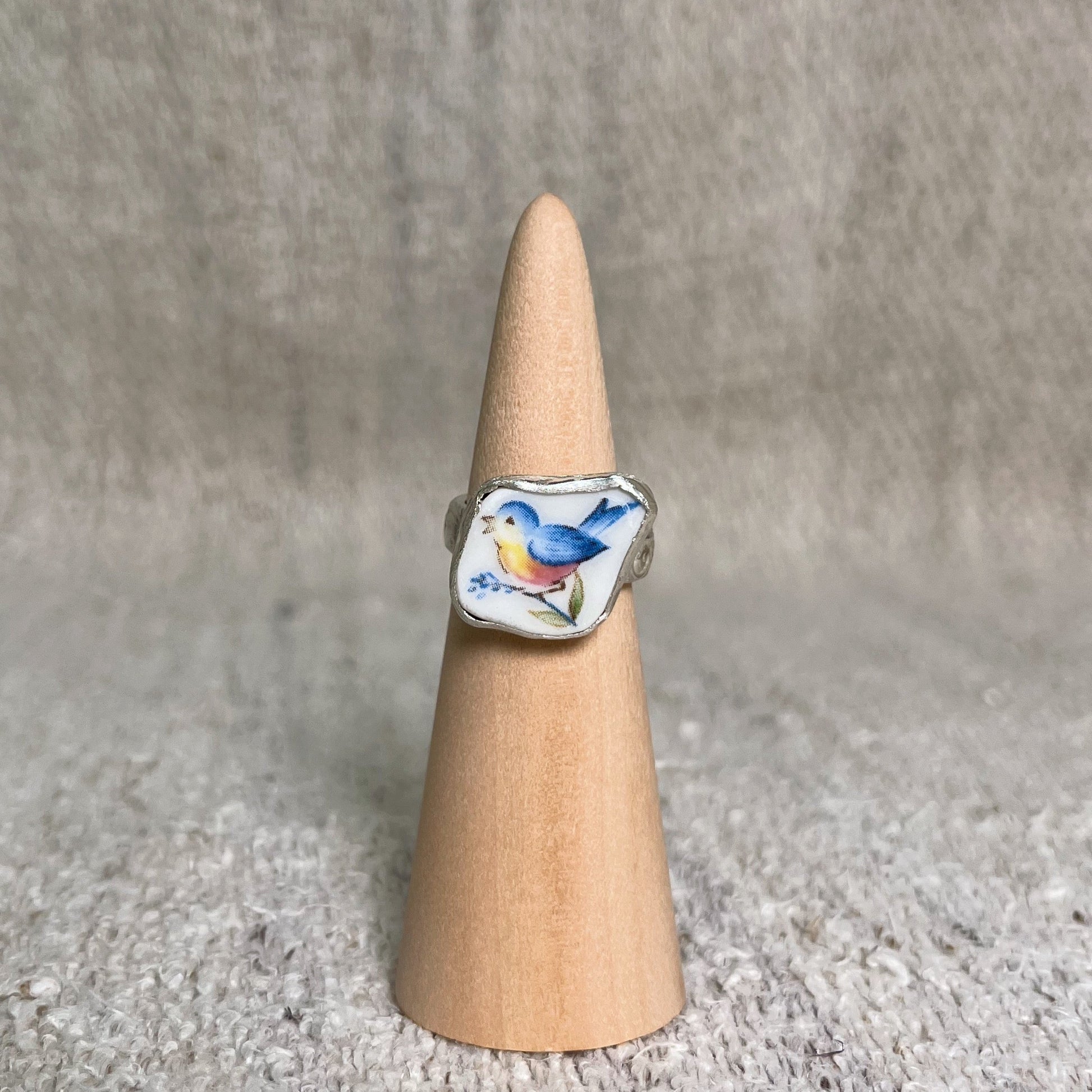 blue bird spoon ring