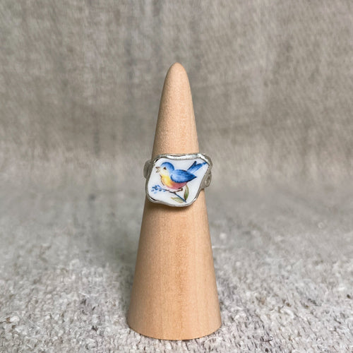 blue bird spoon ring